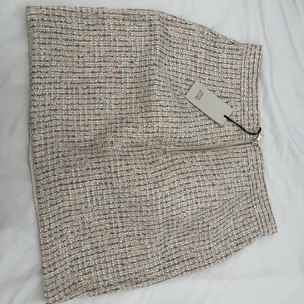 Green-light knit plaid mini skirt